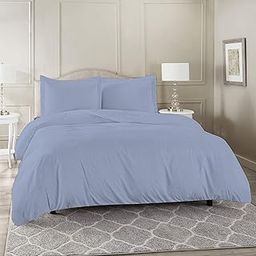 Duvet Cover - High Thread Count Premium Egyptian Cotton (1000 TC) - Queen Size 1 Piece Duvet Cover Elegant Light Blue Solid Color Duvet Cover-image-10