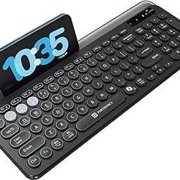 Portronics Bubble 3.0 Wireless Keyboard with Bluetooth + 2.4 GHz USB Receiver, Rechargeable Battery, Dual Height Adjustment, Multimedia Hotkeys with Numpad, for Laptop, PC, Smartphone, Tablet(Black)-7