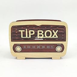 MeeCraft Vintage Radio Style Wooden Tip Box - Unique Gratuity Collection, 18x12x7 cm-image-67