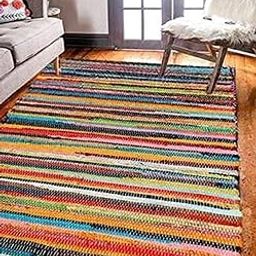 Sobaanrug Handmade Dhurrie Cotton Chindi Rug For Living Room And Bedroom Durable, Washable And Stylish Rectangular Carpet For Home Decor (Anthracite, 4X7 Feet)-image-2