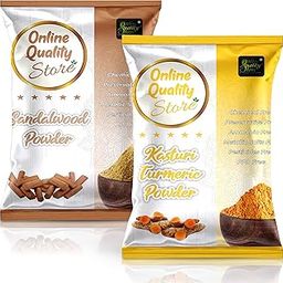 Online Quality Store Kasturi Turmeric Powder for Face + Pure natural Sandalwood Powder |kasturi haldi powder,wild turmeric powder,kasturi manjal |chandan powder for face,skin(Pack of 2 ,100g each ,Total 200g Pack)-29