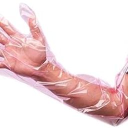 AB WORLD CLASS 50Pcs Veterinary Insemination Rectal Long Pink Gloves Disposable Plastic Full Arm 35inch for Field Dressing, Cow Palpation, Gutting, Examination, Food Prep-image-7