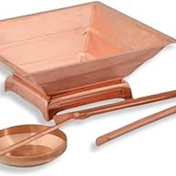 VTHOTRA Agnihotra Kit Set for Yagya, Hawan & Pooja Purpose, Religious & Spiritual Item, Pooja Supplies (Hawan Kund + Aachmani + Plate + Chimta +Stand)-image-72