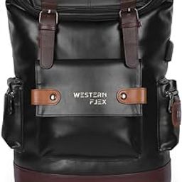 Vegan Leather Laptop Backpack Unisex, Water-Resistant, Fits 15.6” Laptop, Office, College & Travel Bag with Multiple Compartments & Premium Zippers, USB Charging Port-11