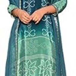 Women’s Position Print with Embroidered Kurti Pant and Bandhani Printed Embroidered Lace Work Dupatta Set-40