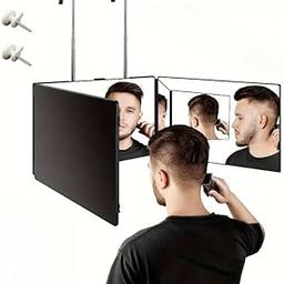 3 Way Mirror for Hair Cutting, Barber Mirror Self Cut, Self Haircut Mirror, 360 Mirror for Haircuts for Men with 10X MagnifyingMirror, Three Way Mirror to See Back-38