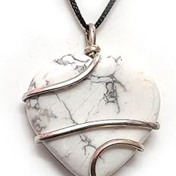Howlite Crystal Heart Shaped Wire Wrapped Crystal Pendant For men And Women-image-98
