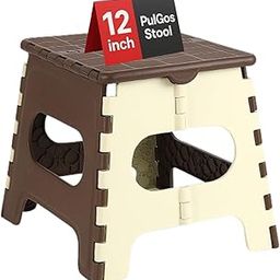 PulGos 12-Inch Super Strong Folding Step Stool for Adults & Kids – Foldable Sitting Stool for Home, Kitchen, Garden, Travel – Durable Plastic Feces for Home Use (Brown, White) (Set of 1 PC)-8