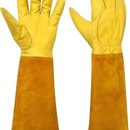Gardening Gloves for Men&Women, Long Sleeve Leather Gloves, Puncture and Scratch Resistant, Suitable for Gardening Pruning, Gardeners Yard Work etc.(Large 1 pair)-image-18