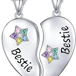 2 Pcs Best Friends Stones Stars Heart Matching Bestie Pendant Necklaces For Bff/Soul Sisters/Best Friends For Girls (Non Magnetic)-image-46