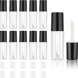 Molain 10pcs Empty Lip Gloss Tubes, 1.2ml Mini Refillable Cosmetic Containers Bottles Lip Balm Bottles for Lipstick Samples, Lip Balms(Black tube cap)-image-34