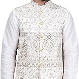 Cotton silk beige modi nehru jacket-image-41