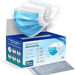 QUARANT Melt Blown - SMMS Fabric 3 Ply Disposable Face Mask with Nose Clip and Reusable Travel Pouch (Blue, Pack of 50) for Unisex-8