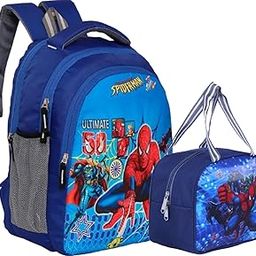 Spider-Man School Backpack with Lunch Bag, 15L, 40 x 28 x 19 cm, 3 Compartments, Blue, Primary School Kids 4-8 Years-image-51