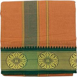 Men's Traditional Pure Cotton Dhoti With 2" inch Jacquard Border Color Dhoti Size 10X6 (or) 4.62Mtr Dhoti with 2.77Mtr Angavastram-40