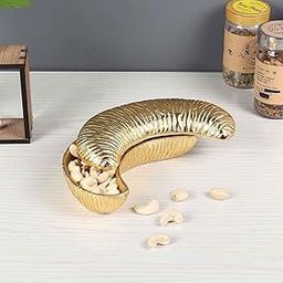 JAIN ART VILLA Brass Dry Fruit Platter, Cashew-Shaped Bowl, Gold Finish, Decorative Serving Tray, Medium-image-92