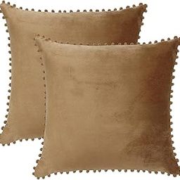 aeTHEric Velvet Pompom Cushion Cover/Square Throw Pillow Covers for Sofa Living Room or Home Decor - 12 * 12 inch.-image-19