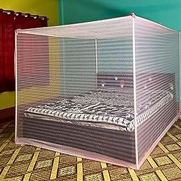 JiWa Essence Zigzag Wave Line Foldable Mosquito Net for King Size Bed (6x7 ft) Poly-Cotton Blend Fabric | Portable Double Bed Mosquito Net for Home & Travel. (Peach Pink)-28