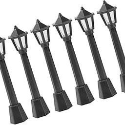 HEALLILY 6pcs Mini Street Light Model Model Railway Train Lamp Post Street Lights for Miniature Doll House Decoration Black-image-44