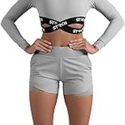 Women's Double-Layered Performance Shorts with Compression Liner, Breathable Nylon, Hidden Pockets for Gym, Running, Cycling & Workouts-6