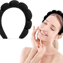 Spa Headband for Women Sponge Headband for Washing Face Clouds Soft Hairband Makeup Headbands for Women Girls Shower Makeup Skincare (Black)-10