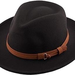 The Tie Hub Homburg Black Fedora Hat with Brown Belt – Wide Brim Felt Hat-image-8