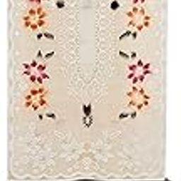 Heart Home Flower Design Dressing Mirror Cover (White & Orange)-44HH0183-2