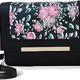 Chic Women's Floral Print Sling Messenger Bag-Stylish Girl's Crossbody Purse For Everyday Elegance, Black-picture-20