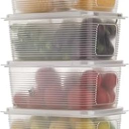 Entisia Fridge Container - Plastic Transparent Fridge Storage Box With Air Tight Lid for Vegetables, Fruits, Fish & Meat To Keep Fresh, Refrigerator Pantry Organizer Freezer Dabba Box(1800ML, 4 Pcs)-3