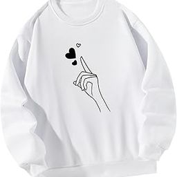 Women's Crew Neck Sweatshirt Printed Fall Clothes for Travel Office Shopping M White | Clothing Shoes & Accessories | Womens Clothing | Sweats & Hoodies-image-42