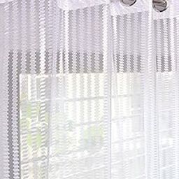 UNNAK Net Transparent Sheer 7Ft Door Curtain Pack of 2 | Light Filtering Tissue Stripe Panel and Drapes for Living Room | Curtains for Home Office Decor, 4 x 7 Feet (White)-image-87