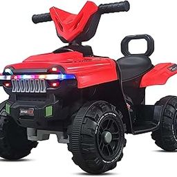 Kidsmate Falcon ATV Electric Ride-On Car for Kids | 4-Wheel, 6V 4.5Ah Rechargeable Battery Car | RGB LED Lights, USB Music, Horn & Forward/Reverse Motion | Fun Ride for Kids Ages 2-5Y - Red-image-67