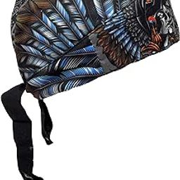 Platinum Biker Doo Rag Durag Headwrap Black Aztec Mayan Inca Mexico Mexican Indian Chief Feathers Headdress Sweatband, Multi Color, One Size-image-16