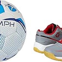 Gowin Court Shoe Smash Grey Red Size 13K with Triumph Handball Rubberised Senior-image-60