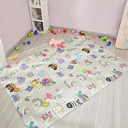 Amazon Brand - Supples Reversible Baby Playmat | Certified BIS-Approved Foldable Foam Mat for Learning & Crawling | 0.6 cm Thick | 2+ Months Baby | Alphanumeric Design | 6.5 x 4.5 ft | Multicolour-image-4