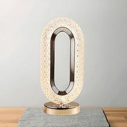 Modern Oval Crystal Table Lamp, LED Bedside Light with Rose Gold Base-image-45