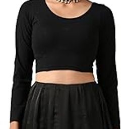 Women's Stretchable Cotton Crop Top Saree Blouse Bustier Top with Full Sleeves-picture-56