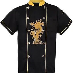 ecomistiq Chef Embroidery Dragon Uniforms Stand Up Collar Summer T-Shirt Black XL|Business & Industrial |Restaurant & Catering|Uniforms & Aprons|Chef Coats-picture-39