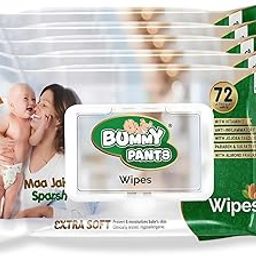 BUMMY PANTS Moisturizing Baby Wet Wipes - Extra Soft & Moist, with Vitamin E, Jojoba Oil & Almond Fragrance - Hypoallergenic & Clinically Tested | 360 Wipes | Pack of 5-image-19