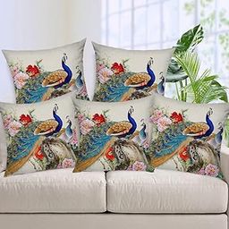 AEROHAVEN Set of 5 Multi Colored Decorative Hand Made Jute Cushion Covers - CC02 - (16 x 16 Inch)-image-1