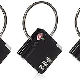EzLife - TSA Approved 3 Digit Square Flexible Cable Luggage Locks, Re-settable Keyless Lock for Gym Locker, Backpack (Multicolor) (Pack of 3)-image-2