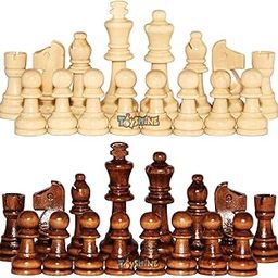 Toyshine Wooden Chess Pieces, Tournament Wood Chessmen Pieces Only, (7 Cm King Figures) Chess Game Pawns Figurine Pieces, Color May Vary (Sstp), Big Kid-image-39