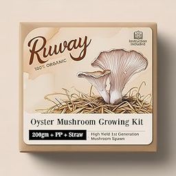 Ruway Mushroom Growing Kit (200g) for Home Cultivation | Complete DIY Oyster Mushroom Kit with Spawn + 1 PP Bag + Straw | Grow Your Own Fresh Organic Mushrooms-8