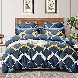 BhaiJi BedSheet Glace Cotton 350 GSM AC Comforter/Blanket/Duvet/Summer Quilt, Bed Sheet Set Double Bed with Pillow Covers (Blue Zigzag)-picture-13