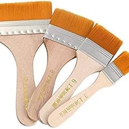 4 Pcs Wooden Handle Flat Classic Styling Utility Paint Brush Set For Acrylic, Oil Painting Grey-13