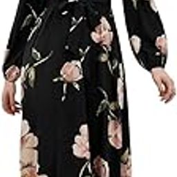 Rayon Floral Printed Dress for Women | Casual, Party, Travel & Office wear | Black Color Full Sleeve midi (VVDBlack-73-M) Below The Knee VVD-072/73-image-19