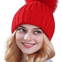Women & Girl's Winter Warm Wool Beanie with Fur pom pom Cap-image-86