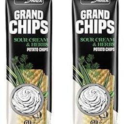 Bal Snack Grand Chips, Sour Cream & Herbs Flavoured Potato Chips, Each 90g X Pack Of 2 (From Estonia)-image-97