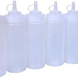 Enrich Plastic Squeeze Bottle Bottle Ketchup Mustard Honey Sauce Dispenser Bottle -(360Ml,12Oz, Pack of 6Pcs, White, Plastic)-image-31