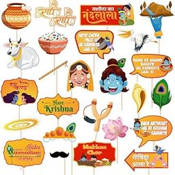 Festiko® Happy Janmashtami 25 Pcs Photobooth Props, Party Decoration,Festive Decoration Supplies,Janmashtami Celebration Decoration Supplies-image-10